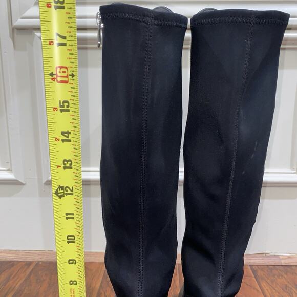 ADRIENNE VITTADINI Black Leather 9.5 Knee High Boots 3.5” Stiletto Full Zipper - Picture 7 of 13